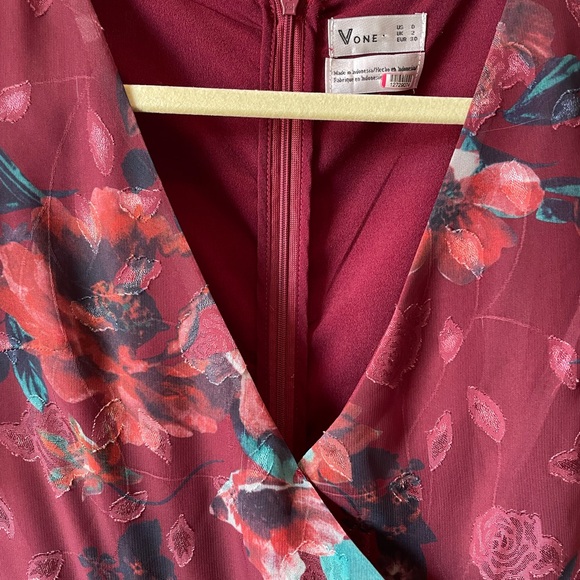 VONE Mireya Floral Ruffle Faux Wrap Midi Dress - Picture 4 of 5